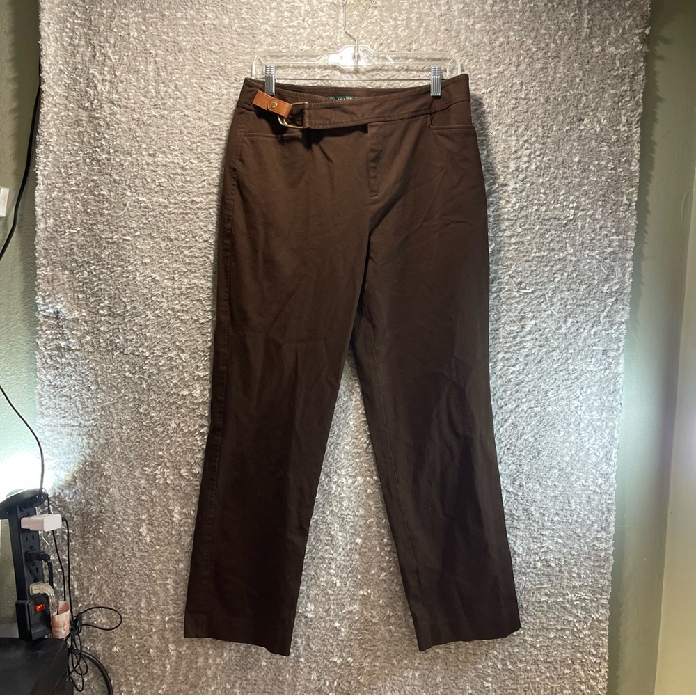 Lauren Ralph Lauren Women's Pants‎ 10 Petite Cotton Brown Stretch Classic Preppy